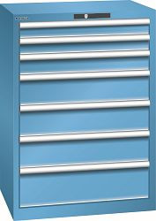 LISTA Schubladenschrank 36x27E (BxTxH) 717x572x1000mm AUTO Lock, Lichtblau, 7 Schubladen, Fronthöhen: 75 - 200 mm, 78.584.010.A