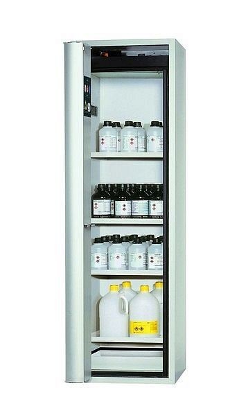 asecos Sicherheitsschrank S-PHOENIX Vol.2-90, S90.196.060.FDAC in lichtgrau RAL 7035 mit 4x Fachboden (Stahlblech), 30235-001-30253