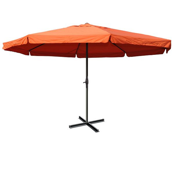 Mendler Sonnenschirm Meran Pro, Gastronomie Marktschirm mit Volant Ø 5m Polyester/Alu 28kg, terracotta ohne Ständer, 34345