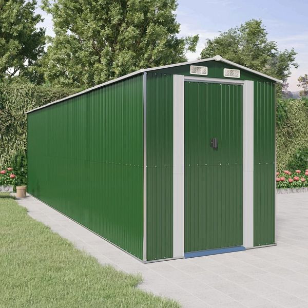 vidaXL Geräteschuppen Grün 192x689x223 cm Verzinkter Stahl, 3147433