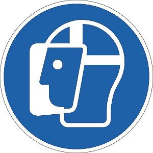 Moedel Gesichtsschutz benutzen ISO 7010, Folie, Ø 50 mm, VE: 10 Stück/Bogen, 51781