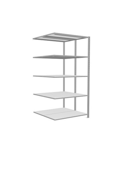 Schulte Anbauregal, Steck-Doppelregal MULTIplus250, 2000 x 1000 x (2x500) mm, 2x5 Fachböden, Kreuzstrebe, RAL 7035 lichtgrau, 32155-A