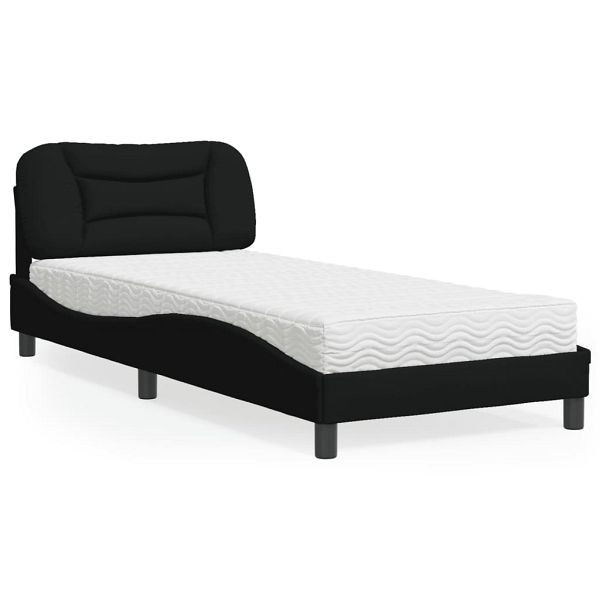 vidaXL Bett mit Matratze Schwarz 90x200 cm Stoff, 3208508