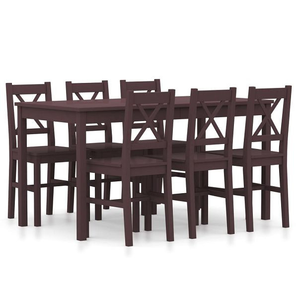 vidaXL 7-teilig Essgruppe Kiefernholz Dunkelbraun, 283377