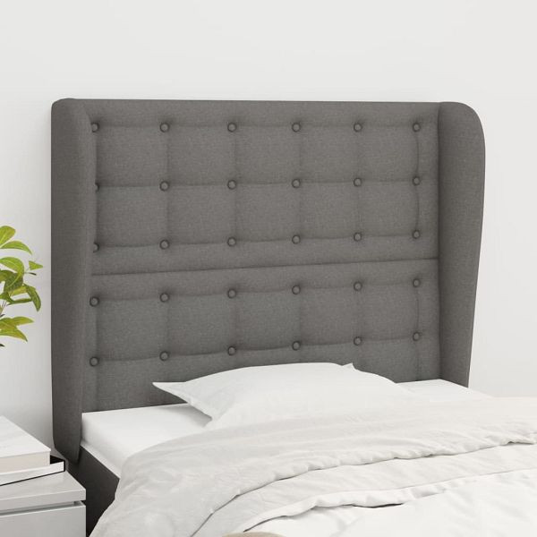 vidaXL Kopfteil mit Ohren Dunkelgrau 103x23x118/128 cm Stoff, 3118381