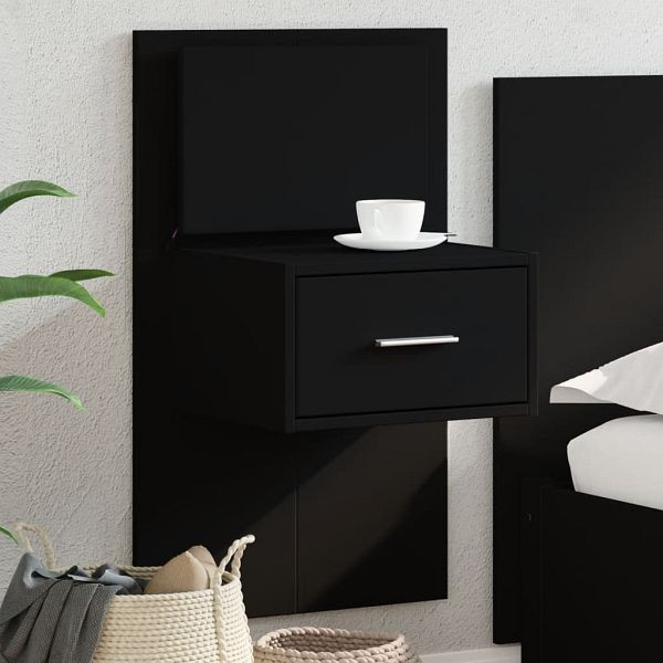 vidaXL Wand-Nachttisch mit LED-Leuchten Schwarz, 848159