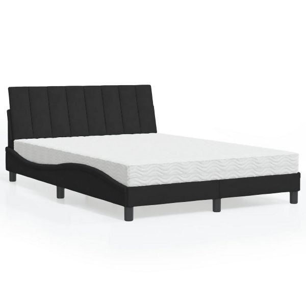 vidaXL Bett mit Matratze Schwarz 140x190 cm Samt, 3208594