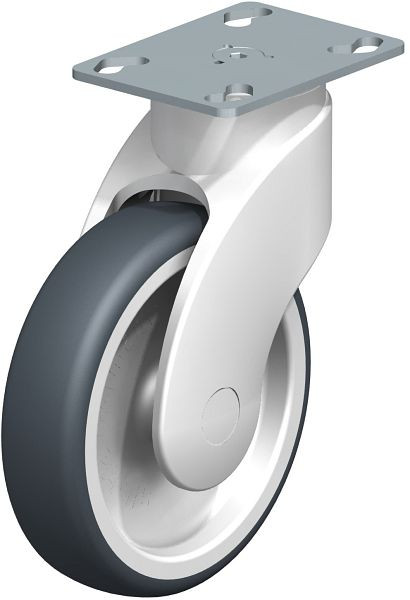 Blickle LWK-TPA 126G-P25 Kunststoff-Lenkrolle WAVE mit Anschraubplatte, Thermoplastisches Gummi-Elastomer, Grau, 743699