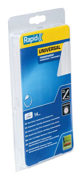 Rapid 12 mm lange Klebesticks universal transparent, VE: 50 Pakete a 14 Stück, 40107362