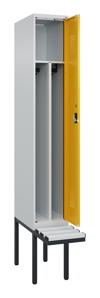 C+P Spind Evolo PLUS, 1 Abteile, 2120x300x815mm, 7035/1004, Haken 4, Zylinderschloss, Material Sitzfläche Kunststoff, 0490407-10F S10081