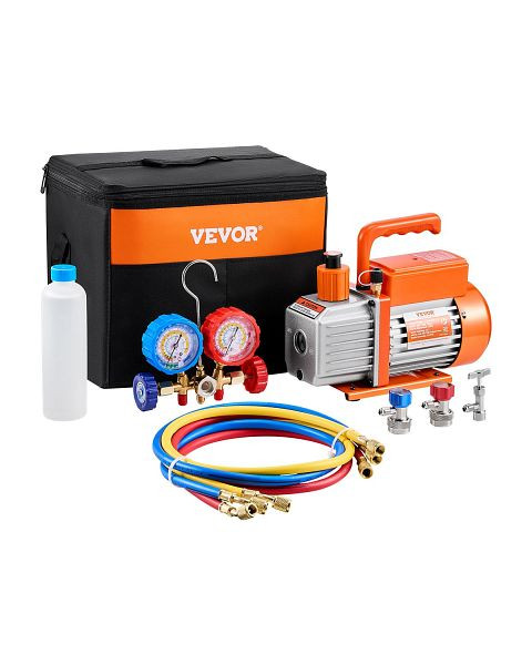 VEVOR Vakuumpumpe und Manometer-Kit, 3,5CFM HVAC Einstufige Unterdruckpumpe, ZKBZKBTZDJ14B8A9BV2