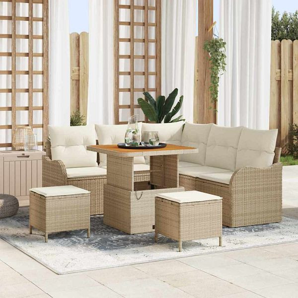 vidaXL Garten-Sofa-Set 8-teilig Beige und Creme 80 x 80 x 71 cm, 3364211