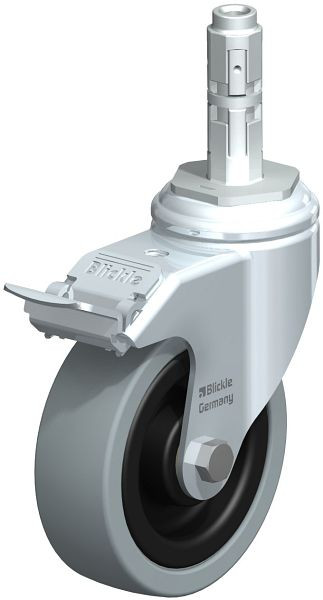 Blickle LKRA-VPA 101K-11-FI-E12 Apparate-Lenkrolle mit Expander & Feststeller, Vollgummi, Grau, 374074