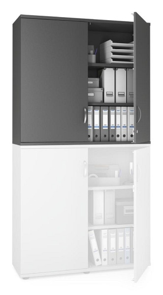 Deskin Flügeltüren-Aufsatzschrank MULTI M pro, Anthrazit, 1200 x 420 x 1110 mm, 333175