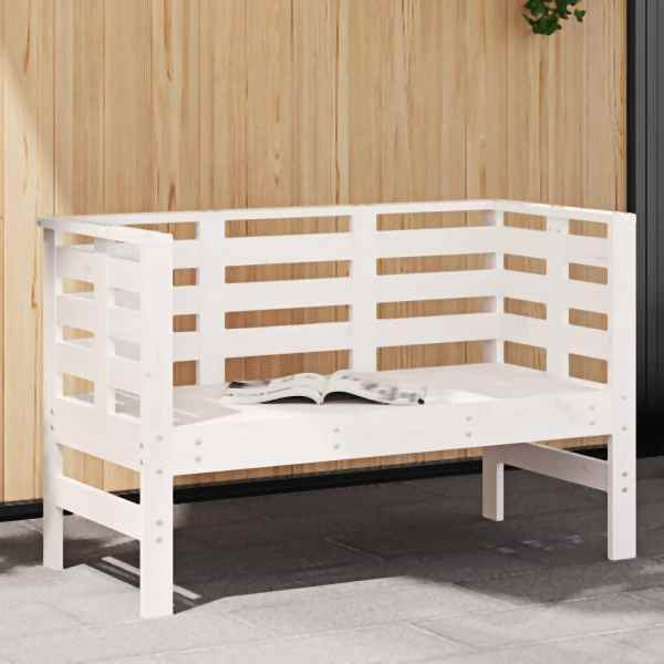 vidaXL Gartenbank Weiß 111,5x53x71 cm Massivholz Kiefer, 825136