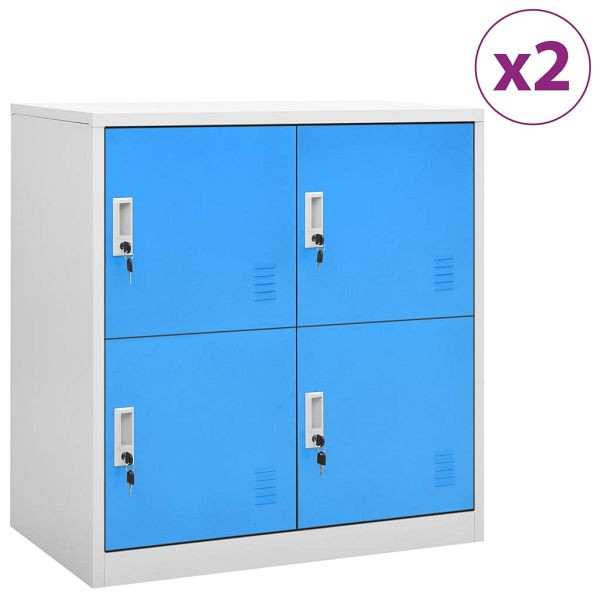 vidaXL Schließfachschränke 2 Stück Hellgrau und Blau 90x45x92,5cm Stahl, 3095224