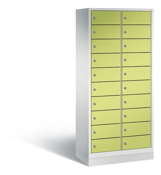 C+P Schließfachschrank Evolo, 20 Fächer, H1800xB810xT500 mm, Grau/Viridingrün, 48020-2210 S10157