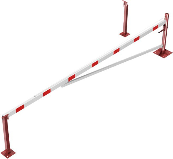 Schake Drehschranke mit Auflagepfosten und Seilzugverstärkung, für Dübel Befestigung, Schrankenbaumlänge: 5000 mm, für Vorhangschloss, 4213_50VBP