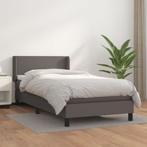vidaXL Boxspringbett mit Matratze Grau 90x190 cm Kunstleder, 3130635