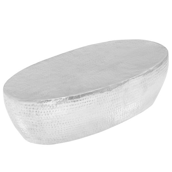 vidaXL Couchtisch Silber gehämmert 100 x 50 x 28 cm Aluminium, 246506