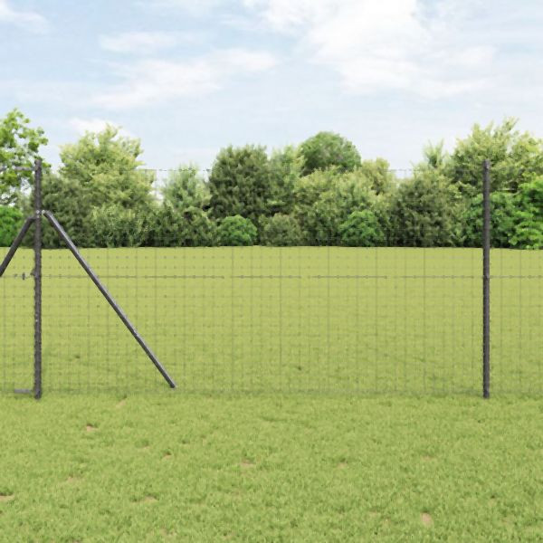 vidaXL Zaunpfähle 52 Stück Grau Ø32 mm 190 cm Galvanisiertes Stahl, 3350140