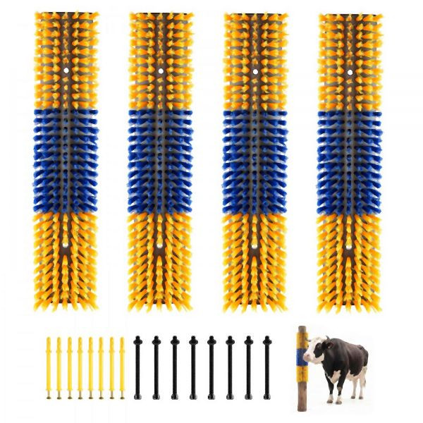 VEVOR Kratzbürste 43x10 cm, 4 Stk. inkl. 16 Schrauben, Rinderkratzer für Massage & Pflege, für Pferde, Rinder, Schafe, Schweine, SCZNSHL4JXH0D7RDO001V0