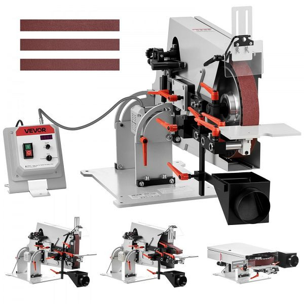 VEVOR Bandschleifmaschine 1500W, inkl. 3 Schleifbänder (1829-2083x51mm), 600-6000U/min, 3 Modi, 32m/s, Metallbearbeitung, DGNSDJ1500WDW6SDQ001V2