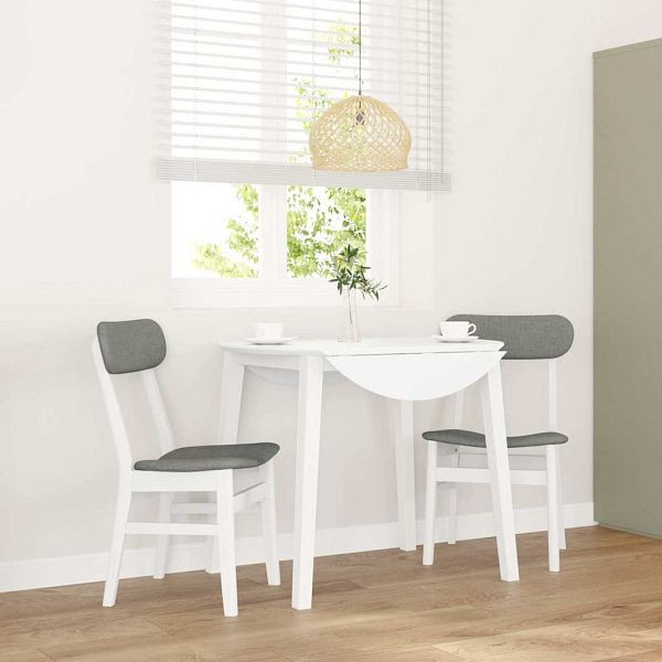 vidaXL Esszimmerstühle mit Kissen 2 Stk. Weiß Massivholz Gummibaum, 4102439