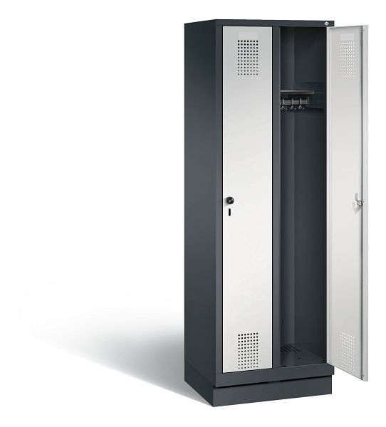 C+P Garderobenschrank Evolo, H1800xB610xT500mm, Farbe: Schwarzgrau / Lichtgrau, 48020-20 S10075