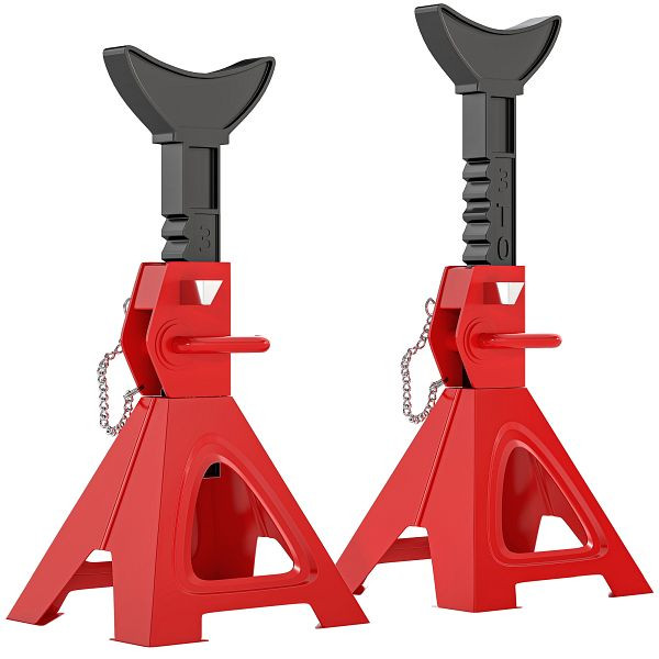 HOMCOM Unterstellbock 3 Tonnen Traglast 2 Stück Stützbock inkl Sicherungssplint 10 stufig Höhenverstellbar Rot, C20-075V00RD