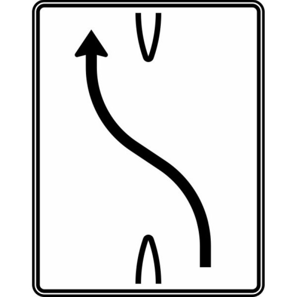 Stein HGS Überleitungstafel, 1250 x 1600 mm, RA2, Flachform 3 mm, ohne Entfernungsangabe, einstreifig nach links, 501-10-123