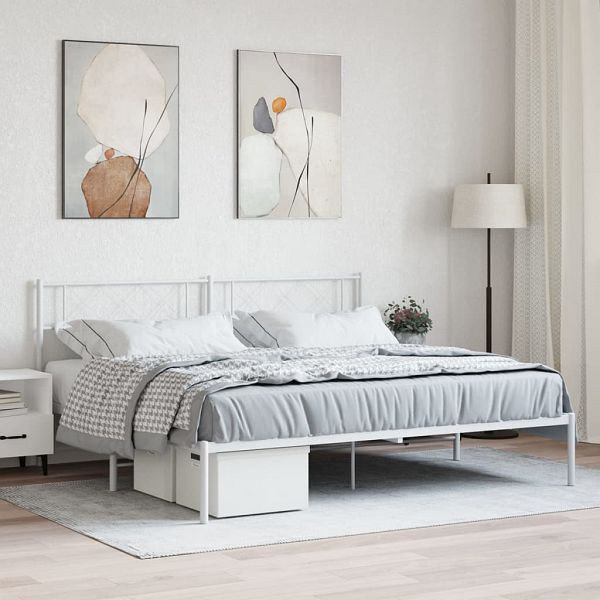 vidaXL Bettgestell mit Kopfteil Metall Weiß 200x200 cm, 372333