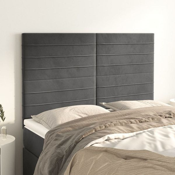 vidaXL Kopfteile 4 Stück Dunkelgrau 72x5x78/88 cm Samt, 3116521