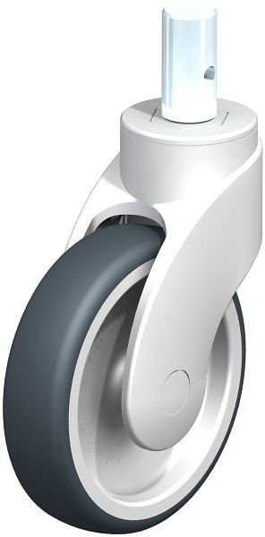 Blickle LWK-TPA 126G-ZA55 Kunststoff-Lenkrolle WAVE mit Zapfen, Thermoplastisches Gummi-Elastomer, Grau, 740500