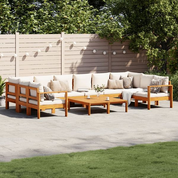 vidaXL 8-teilig Garten-Sofagarnitur mit Kissen Massivholz Akazie, 3214853