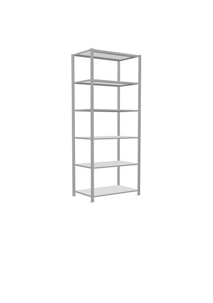 Schulte Grundregal, Steckregal MULTIplus85, 2500 x 1000 x 600 mm, 6 Fachböden, Kreuzstrebe, RAL 7035 lichtgrau, 33061