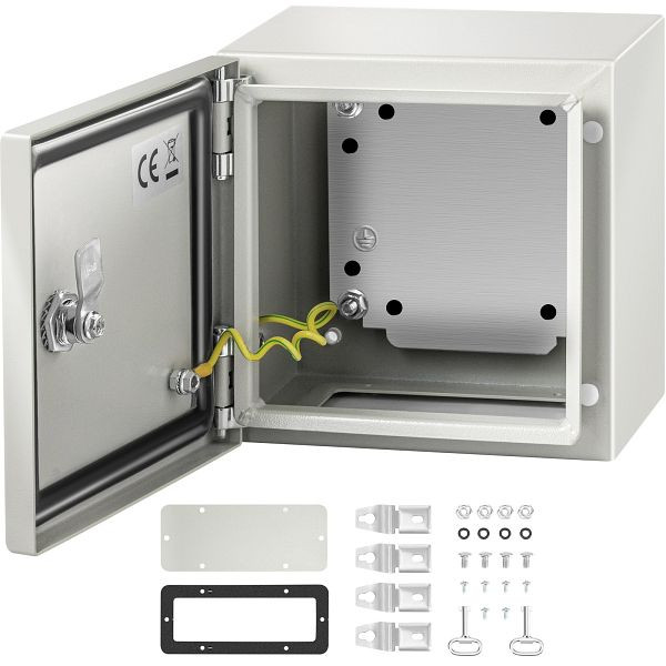 VEVOR Stahl-Elektrokasten, Elektrogehäuse, 8 x 8 x 6 Zoll, Kohlenstoffstahl, IP65, DQXJSTCFS20X20X15V0