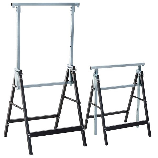 HOMCOM 2er Set Arbeitsbock Belastbarkeit bis 200 kg klappbar Sägebock höhenverstellbar 80-130 cm Gerüstbock aus Stahl Unterstellbock Schwarz, B40-015