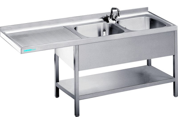 CHROMOnorm Spülcenter mit 2 Becken rechts, 1600x700x850-900 mm, STC716C2RTZ