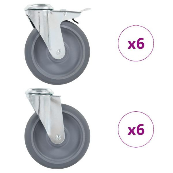 vidaXL 12 Stk. Lenkrollen mit Rückenloch 125 mm, für kleine Ausrüstungen, 277897