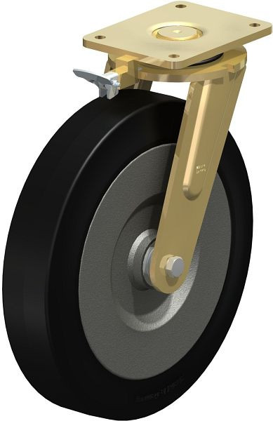 Blickle LS-SE 415K-Z-RI4 Stahlgeschweißte Schwerlast-Lenkrolle, schwere Drehkranz-Ausführung, Elastik-Vollgummi, Schwarz, 623835