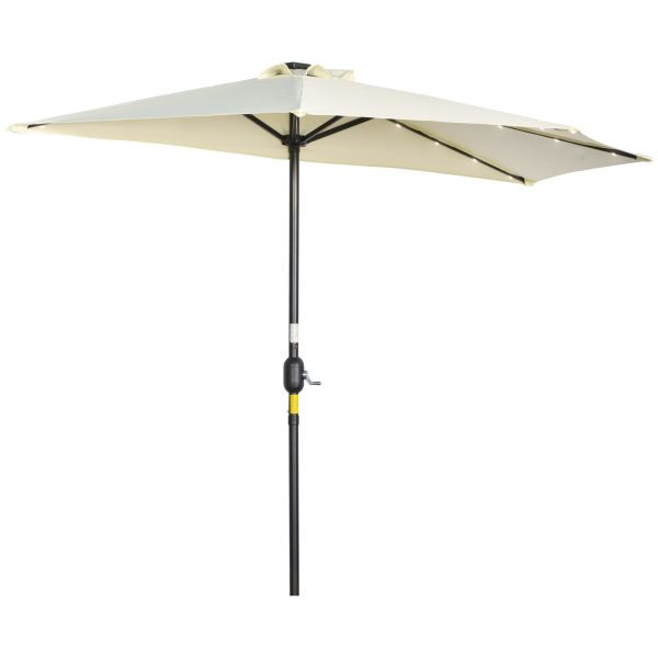 Outsunny Sonnenschirm, 270 x 240 cm Halbshirm, Balkonschirm mit LED für Garten, 84D-231V00BG