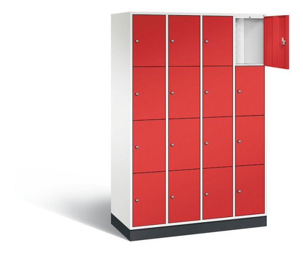 C+P Schließfachschrank Intro, H1950xB1220xT490mm, Farbe: Verkehrsweiß / feuerrot, 8470-401 S10168