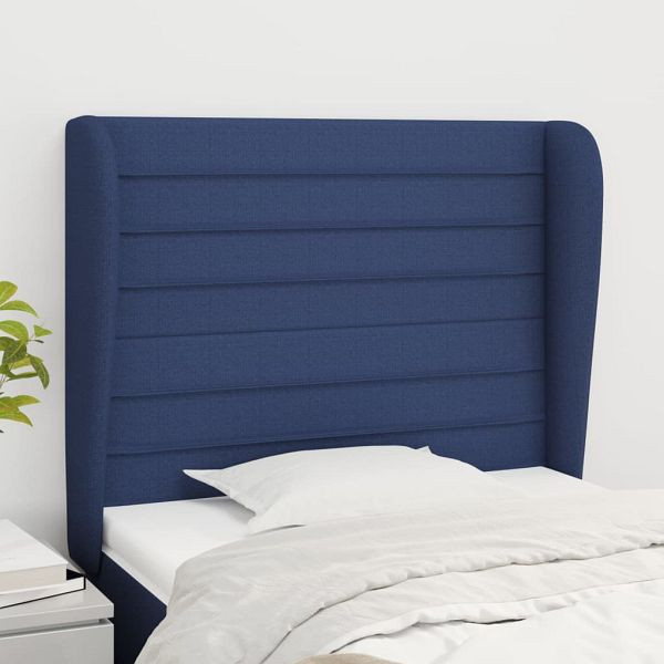 vidaXL Kopfteil mit Ohren Blau 103x23x118/128 cm Stoff, 3118092