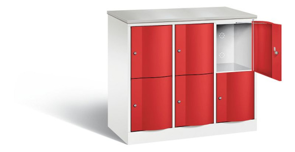 C+P Schließfachschrank Resisto, H1077xB1148xT540mm, Farbe: Verkehrsweiß / feuerrot, 8472-372 S10179