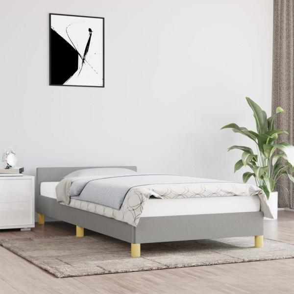 vidaXL Bettgestell mit Kopfteil Hellgrau 90x190 cm Stoff, 347375