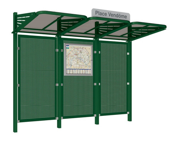 Procity Wartehalle Convi® Mit Blechrückwand - Ohne Seitenverkleidungen, Farbe RAL 6005, 529435.6005