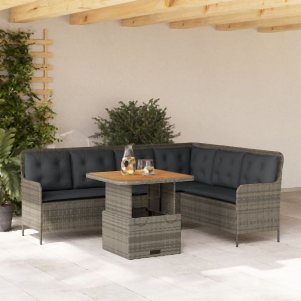 vidaXL 2-tlg. Garten-Sofagarnitur mit Auflagen Poly Rattan Grau, 3262080