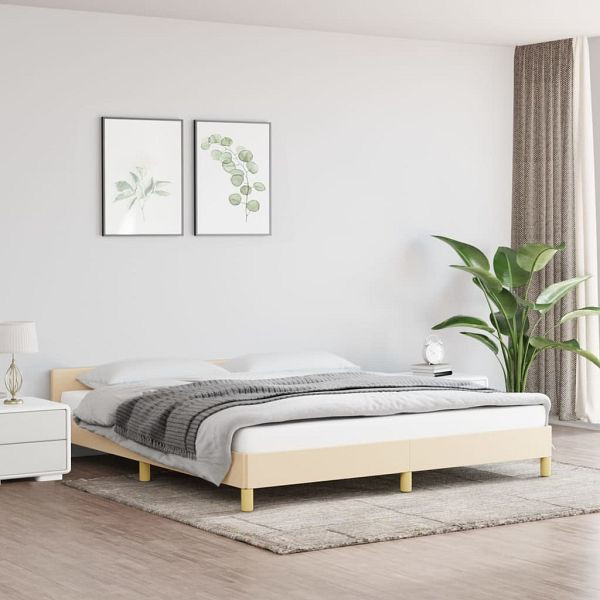 vidaXL Bettgestell mit Kopfteil Creme 180x200 cm Stoff, 347436
