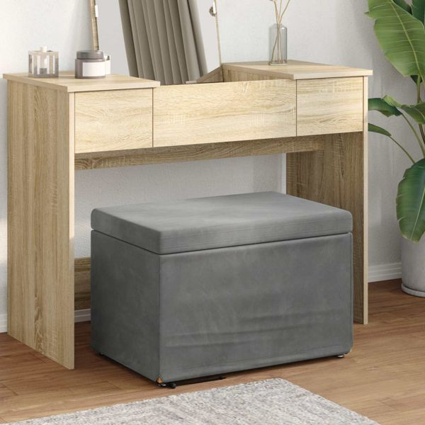 vidaXL Hocker Dunkelgrau 61 x 41 x 40 cm Samt und Engineering Holz, 876766